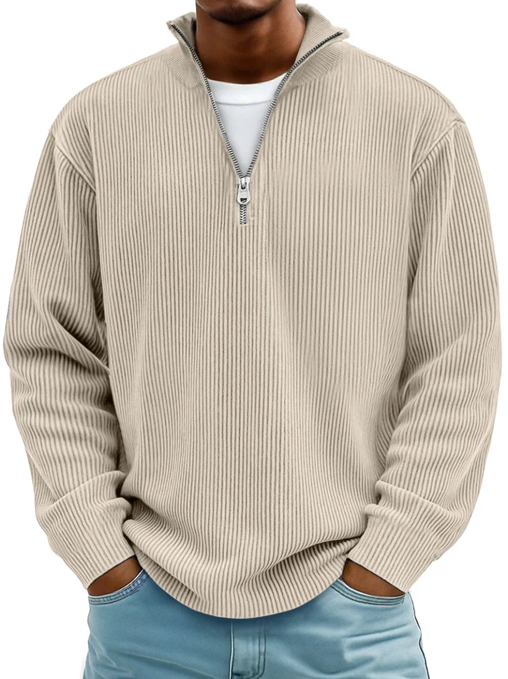 LOUIS | Pull Col Zippé Côtelé