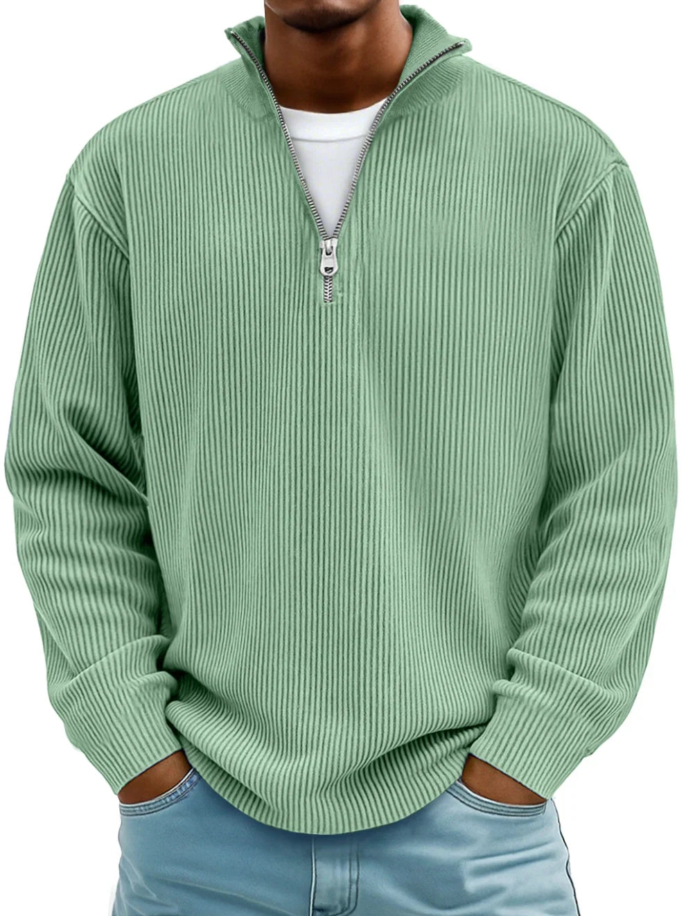 LOUIS | Pull Col Zippé Côtelé