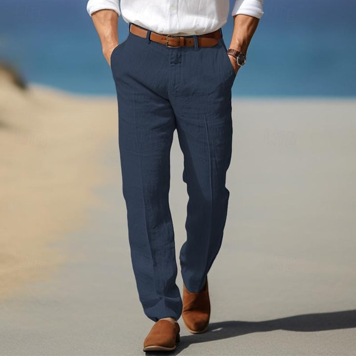 HUGO BERNARD | PANTALON HOMME LUXE EN LIN PREMIUM (AVEC PASSANTS POUR CEINTURE)
