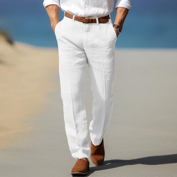 HUGO BERNARD | PANTALON HOMME LUXE EN LIN PREMIUM (AVEC PASSANTS POUR CEINTURE)