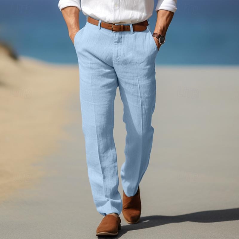 HUGO BERNARD | PANTALON HOMME LUXE EN LIN PREMIUM (AVEC PASSANTS POUR CEINTURE)
