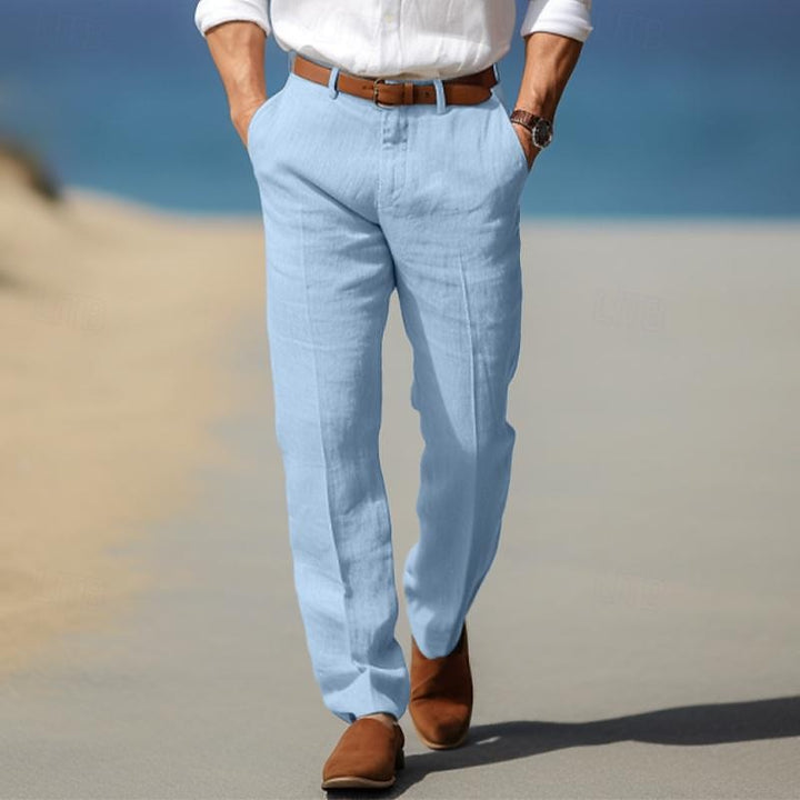 HUGO BERNARD | PANTALON HOMME LUXE EN LIN PREMIUM (AVEC PASSANTS POUR CEINTURE)
