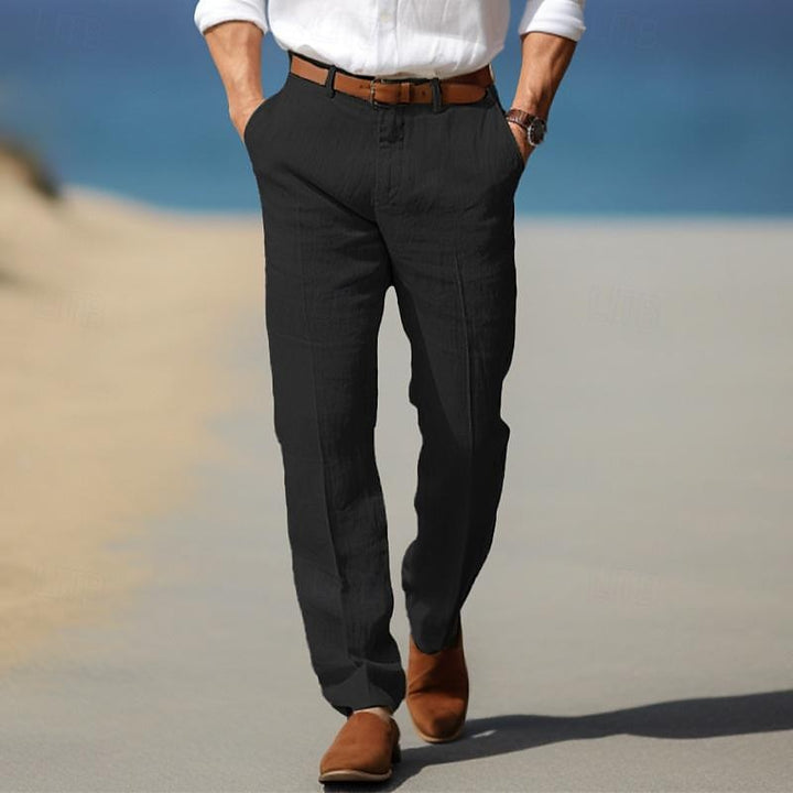 HUGO BERNARD | PANTALON HOMME LUXE EN LIN PREMIUM (AVEC PASSANTS POUR CEINTURE)