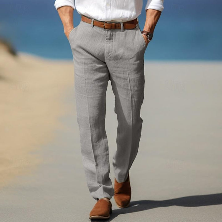 HUGO BERNARD | PANTALON HOMME LUXE EN LIN PREMIUM (AVEC PASSANTS POUR CEINTURE)
