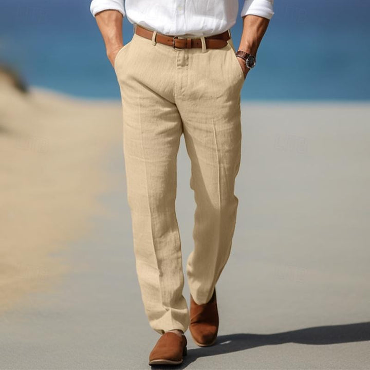 HUGO BERNARD | PANTALON HOMME LUXE EN LIN PREMIUM (AVEC PASSANTS POUR CEINTURE)